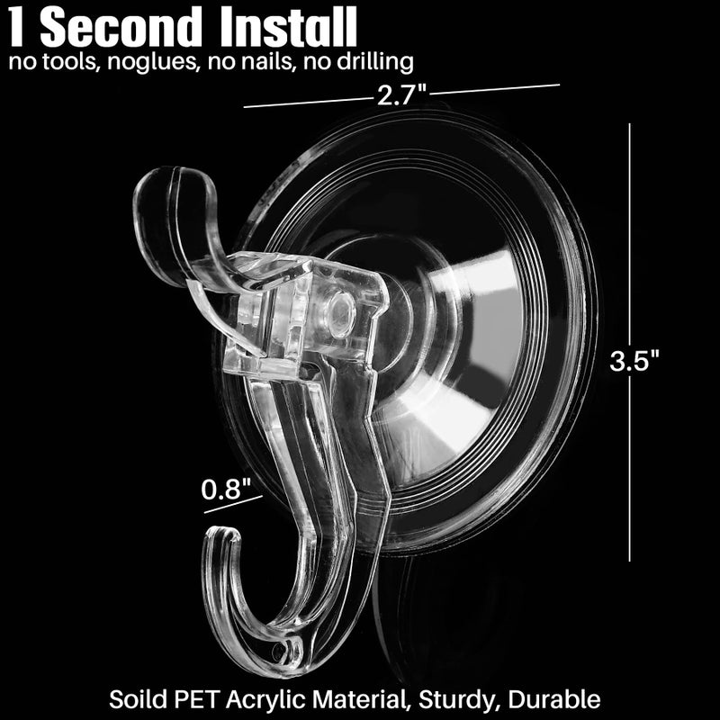 Antimbee 3 Pack Suction Cup Hooks  Clear Suction Cup Hanger  Removable Small Suction Cups for Shower  Bathroom  Glass  Door  Windows  Kitchen-Max Hanging up to 11 lbs on Smooth Surface - Image 3